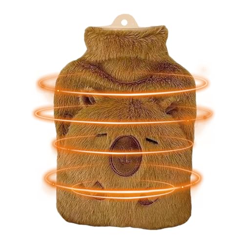 Bolsa Térmica De Agua Caliente,Forma Capibara Retencion Calor 1 Litro Calentador,Calentador De Cama Con Agua Caliente - Para Camping Viaje Espalda Escuela Hombro Piernas Cuello Mano Niños Mujeres