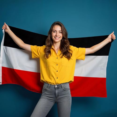 PHENO FLAGS Deutsches Kaiserreich Flagge, 90x150cm - Wetterfeste schwarz weiß rote Flagge mit Doppelnaht und Metallösen, Deutschland 1870-1919