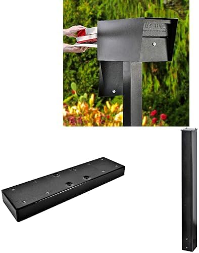 Mail Boss Mail Manager Latitude X2 In-Ground Mount Combo Kit Locking Metal Standard Mailbox - Black