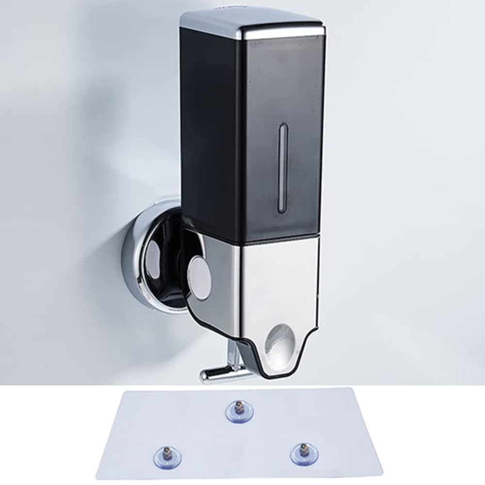No Drill Wall Mounted Soap Dispenser Shower Liquid Shampoo and Soap Dispenser for Bathroom, Kitchen, Hotels (Black, 500ml)