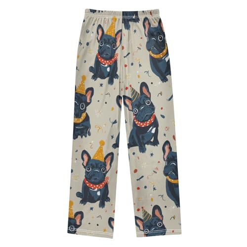 ZZXXB Bulldog Confetti Boys Long Pants Soft Trousers Elastic Waist Kids Lounge Bottoms with Pockets S-XL2