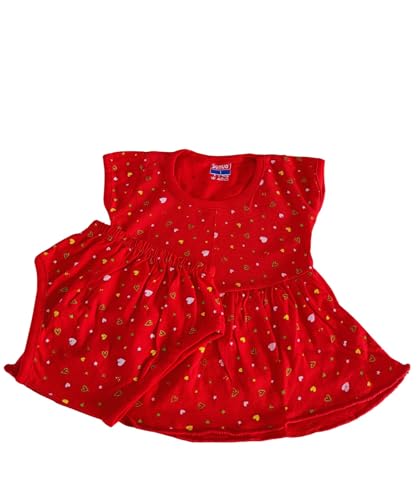 Image of Baby Girl Cotton A-Line Frock with Pant Combo (Pack of 3)