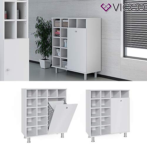 Vicco Wäscheschrank Fynn Badschrank mit Wäschekorb Badezimmerschrank Badmöbel (Weiß) – Bild 3