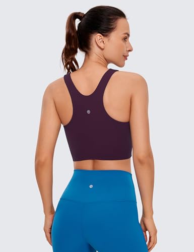 Image of CRZ YOGA Butterluxe High Neck Crop Tank Tops | Light Support, Removable Pads, Yoga, Extremely Soft, Racerback, Longline Sports Bras for Women