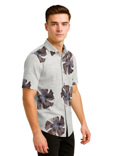 Image of BULLMER Trendy Regular Fit Cotton Blend Printed Casual Half Sleeve Shirt for Men | Stylish Mens Casual Shirts | Shirts for Men