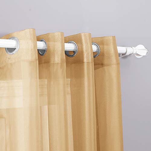 Decotex 2 Piece Sheer Voile Grommet Top Window Curtain Panel Drapes (54" X 84", Gold) #TOP1