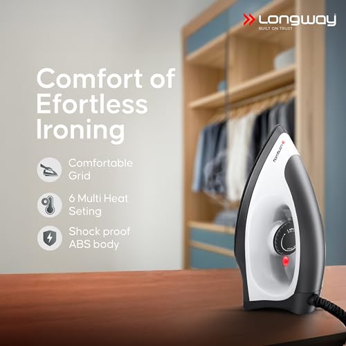 Image of Longway Super Pro Mixer Grinder with Kwid 1100W Dry Iron | Up to 700 Watt Powerful Motor | 2 Years Warranty (Red Wine & Black, 3 Jars Combo)