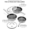 Non Stick Frying Pans set, 8+10+12 inch with Lids, Hybrid Pans Fajita Set, Stainless Steel,Dishwasher, PFOA Free Cookware, Dishwasher Skillets, Induction Compatible Cooking Pan, PFOA Free, Oven-Safe