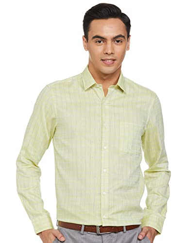 Image of Arrow Checkered Slim Fit Dobby Formal Shirt Light Green