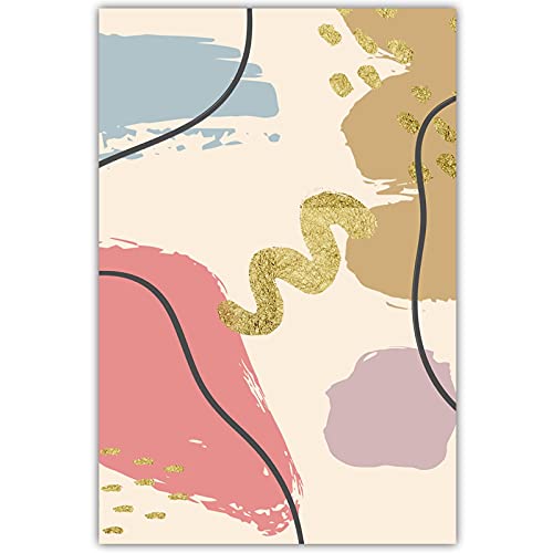 Affiche d'art mural de qualité supérieure avec lignes d'or et design abstrait 70x100
