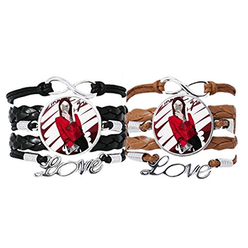 Pulsera Pareja de Cuerdas de Cuero Chica Inteligente DIYthinker