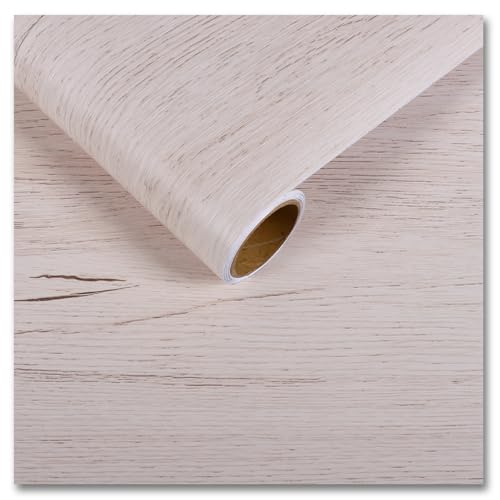 CRE8TIVE Papel pintado autoadhesivo con aspecto de madera, color rosa y blanco, aspecto de madera, papel pintado con textura gruesa para muebles, baño, resistente al agua, para cocina, encimera
