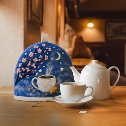 Image of Glaciart One Wool Teapot Cozy Kettle Cover | Dome Shaped Large Tea Cosy, Kettle or French Press | Handmade & Needle Felted from Natural Wool | Warms Up to 2 Hours | Great as Gift