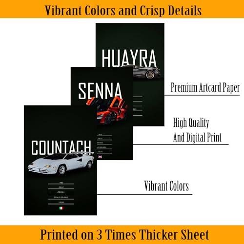 Image of paper Black Cars Poster, Set of 32, 15 x 10 cm (A6 Size) 300 GSM |Sports Car Black Poster - Gwagon Posters & More Street Ruling Cars |Wall Art For Bedroom| Car Spec Posters-Glue dots Included