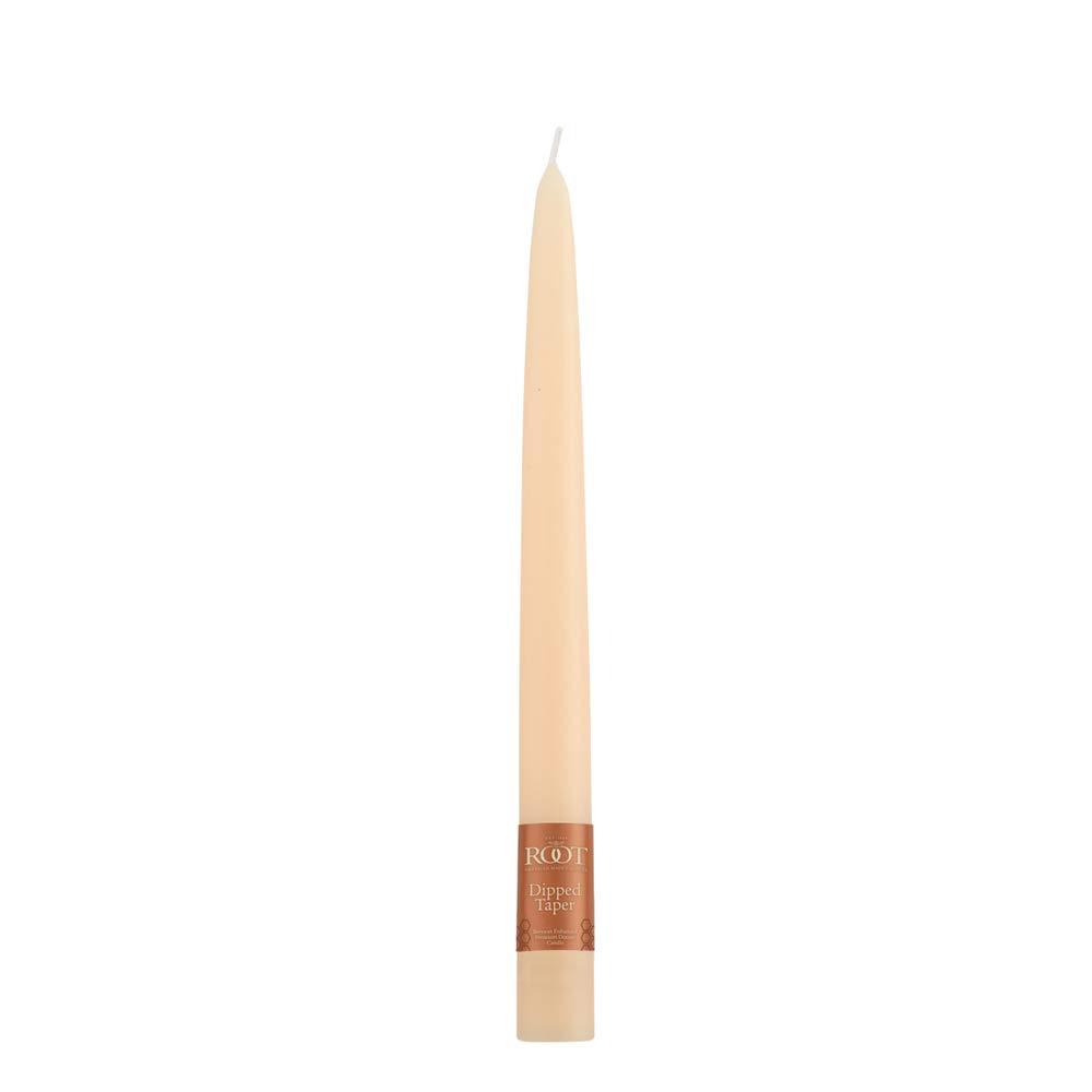 Root Candles Unscented Smooth Hand-Dipped 9-Inch Taper Candle, Buttercream