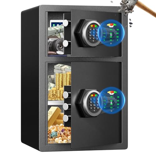 5.0 Cu Ft Fireproof Waterproof Safe Box, Anti-Theft Home Security Safe with Digital Keypad, Mute Function, LED Light & Dual AlarmLarge Lock Box for Home Office Cash Jewelry Documents
