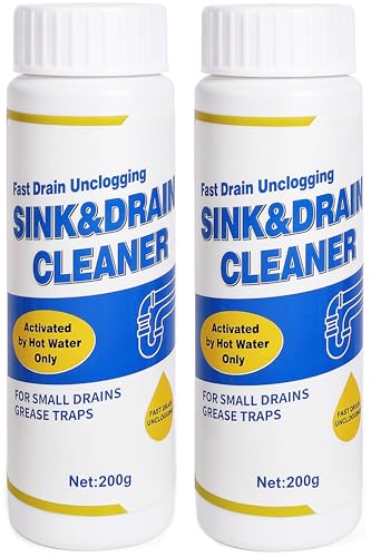 400g Drain Cleaner with 3.0 Upgraded Formula: Fast Sink & Pipe Clog Remover and Powerful Foam Powder Unclogger for Hair, Kitchen & Bathroom Use
