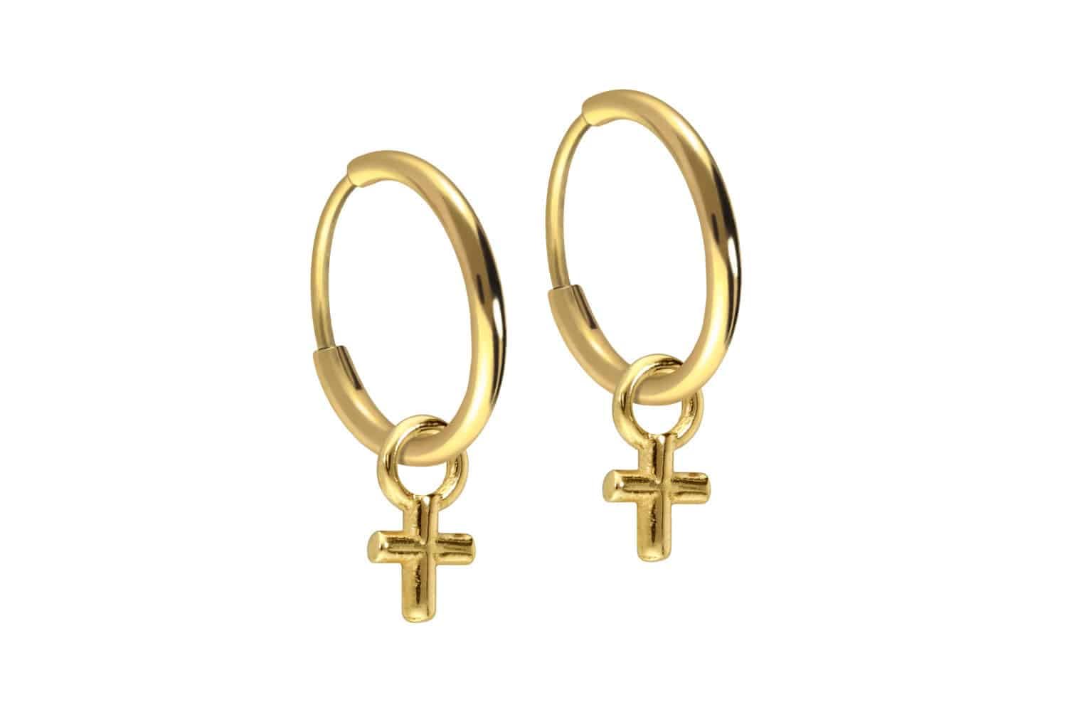 PIERCINGLINE Titan Ohrclicker Creolen KREUZ - Roségoldfarben, Schwarz, Goldfarben, Silberfarben