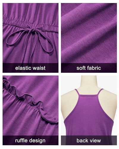 Image of Newshows Women's Summer Casual Dress Cute A Line Ruffle Hem Flattering Fit Beach Vacation Sundress
