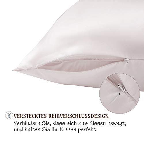 Seidenkissenbezug 100% Reiner natürlicher Maulbeerseide Unterseite von Baumwolle mit Reißverschluss 19 Momme Seiden- und Baumwollbett Kissenbezug mit verstecktem Reißverschluss 1 Stück 40x60cm - Image 4