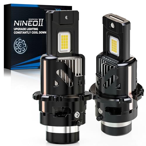 NINEO D2S/D2R Bulbs 5X Brighter Diamond White | [ Latest & Upgraded ] Fast-Cooling Plug and Play Off-Road Use or Fog Lights Pack of 2