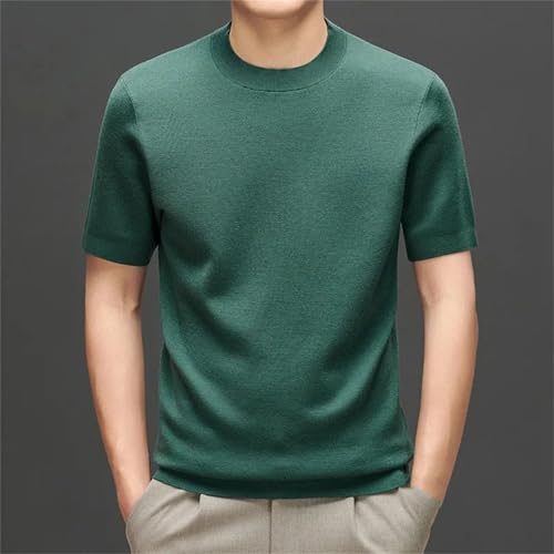 Men Worsted Wool O-Neck Short Sleeve Solid Orange Green Sweaters Round Neck Thin Short Sleeves Pullover 5