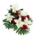 Produktbild Flair Flower Bouquet mit künstlichen Lilien und Rosen Kunstblume Aufleger Arrangement Strauß Blume Tischdeko Gesteck Deko Grabdeko Grableger Grabschmuck Friedhofsgesteck Friedhofsdeko Trauerdeko