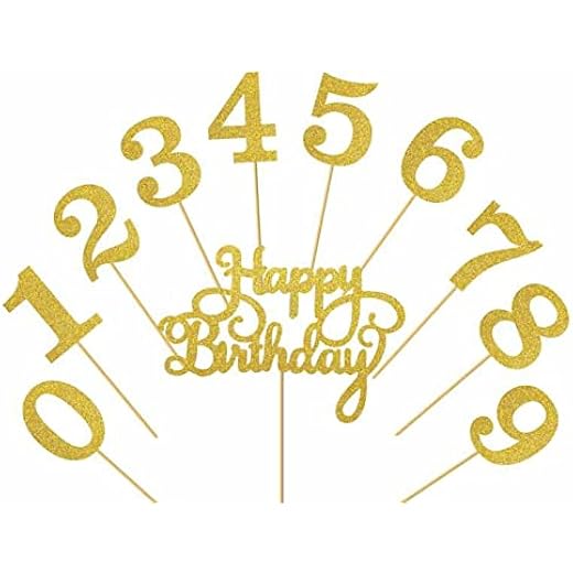 Gold Glitter Cake Topper Set 21