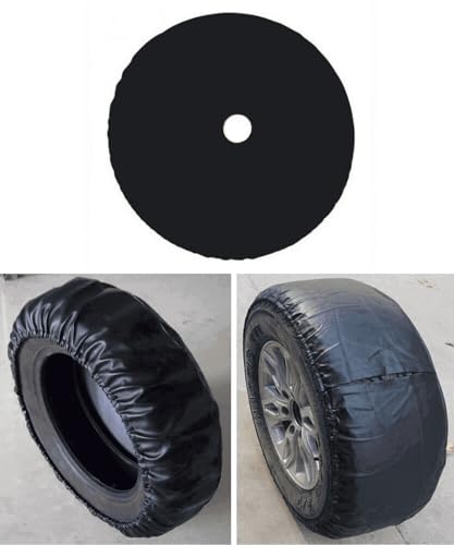 Image of Black Spare Tire Cover with Camera Hole for Jeep JL Wrangler Sport & Sahara, Ford Bronco Base, Big Bend, Black Diamond, Outer Banks (L: Wheel Diameter 29.5-31 inch, 245 /65R17, 255 /70R17)