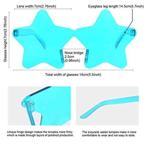 12 Pairs Star Sunglasses Pentagram Glasses Rimless Sunglasses for July 4th,Halloween, Christmas Party Favor2