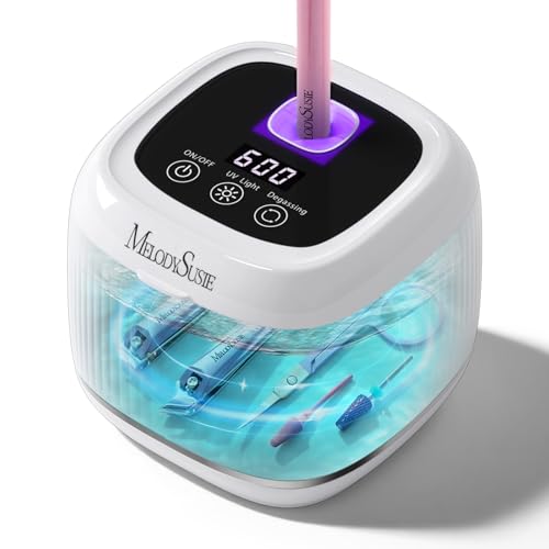Image of MelodySusie 2 in 1 Nail Tool Cleaning Machine, 3 Timers Mode for Nail Drill Bits, Nail Art Brush, Nail Clipper, Jewelry Cleaning, Salon & Home Use, White,DL-160