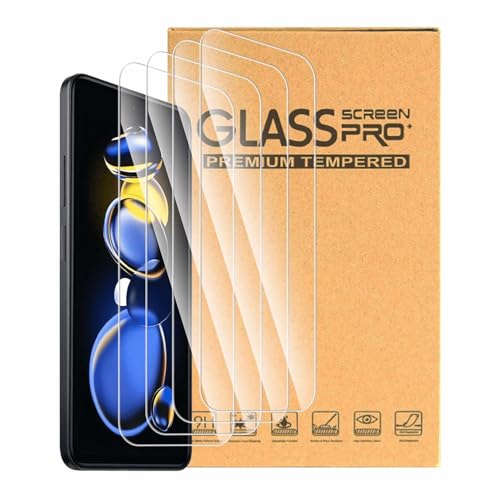 ESACMOT 4 �p�b�N �����ޗ� Redmi Note 11T Pro (6.6 �C���`) �Ƃ̌݊������� ��ʕی�t�B���� - 9H�d�x HD�N���A �w��h�~ �ی�t�B����