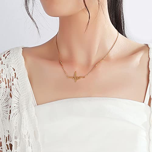 Hanreshe Heartbeat Necklace Stainless Steel Electrocardiogram Pendants Heart Necklace for Nurse Doctor Graduate Student Women Gift2