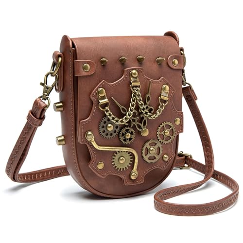 Sac à bandoulière en cuir style punk femme sac sacoche gothique noir