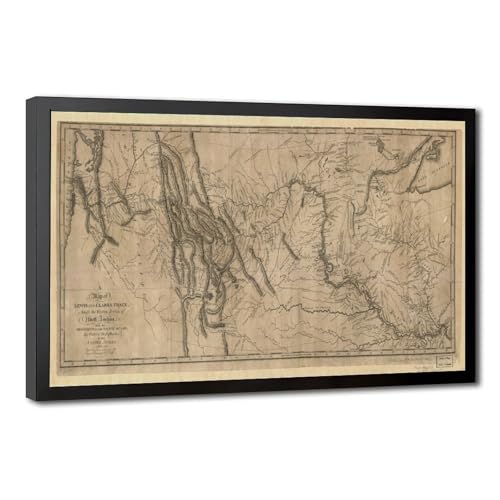 Carte de Lewis et Clark 1814 impression sur toile décoration murale 50x76 cm