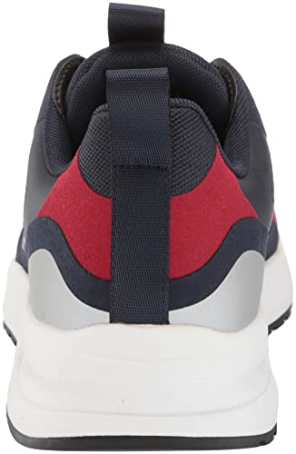 A|X Armani Exchange Men's Bold Colorblock Logo Micro Suede Sneaker, Blue/Navy, 5 #TOP24