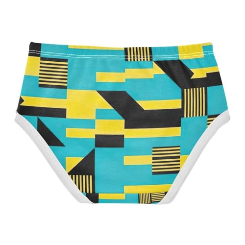 Toddler Girl Panties, Geometric Stripes Turquoise Blue Cotton Underwear for Girls, 2–8 Years2