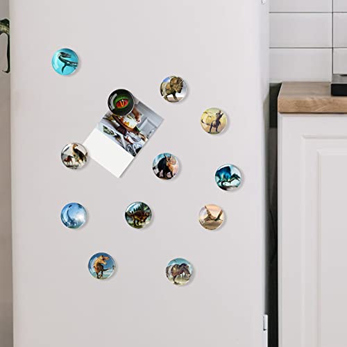 Imanes de dinosaurio para refrigerador de vidrio, 12 unidades miniatura 4
