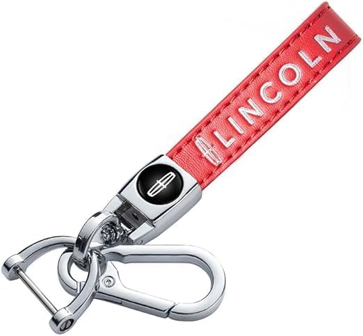 Leather Car Keychain, for Lincoln MKS, MKT, MKX, Navigator, Continental MKC MKZ Series Car Key Chain Ring Accessories for Men and Woman Red