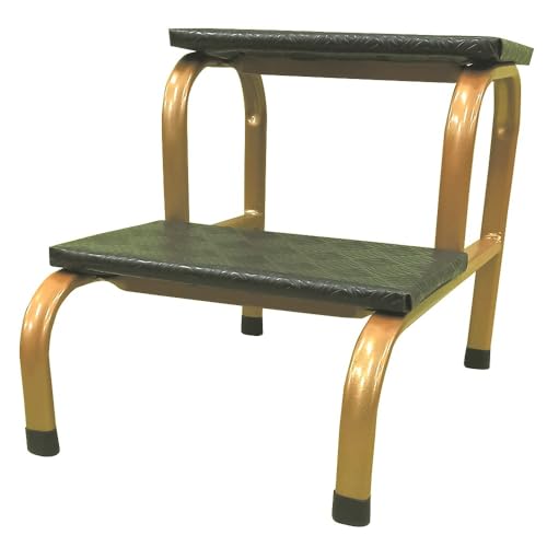 Escada Escadinha Para Obeso 2 Degraus Dourada Maca e Depilação Estética