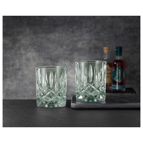 Image of Nachtmann Noblesse Collection 4 inch Whiskey Tumbler, Made of Fine Crystal Glass, Glass for Bourbon, Whiskey, & Other Beverages, 10.4-Ounces, Dishwasher Safe, Set of 2 (Mint)