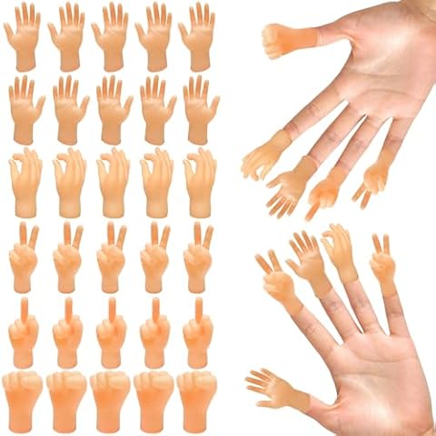 30 PCS Finger Hands,Mini Finger Hands,Premium Rubber Tiny Finger Hands Realistic Design Hand Toy for Easter Day Party Favors Prank Hand Gag Performance (6 Style) Cover