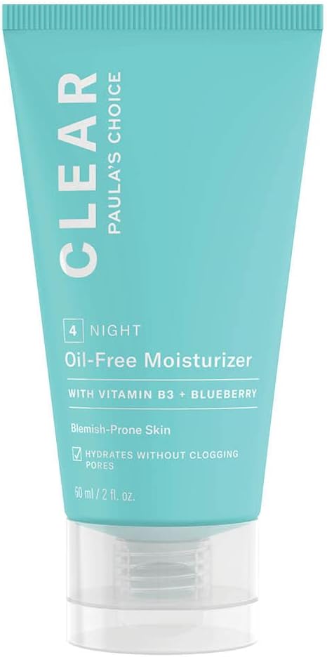 CLEAR Oil Free Moisturiser - Lightweight Hydrating Night Cream - Reduces Blackheads & Enlarged Pores - Suitable for Acne Prone Skin - with Niacinamide - Combination to Oily - 60 ml