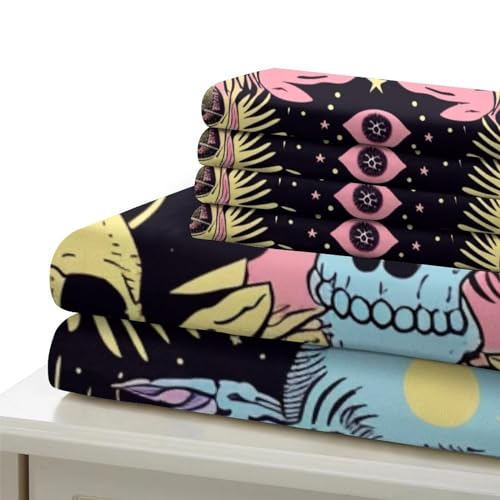 Housse de couette crâne fermeture éclair lit une place microfibre douce - 6
