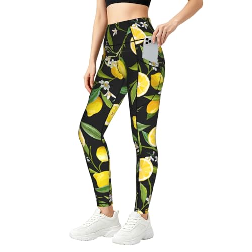 Pantalones de yoga para mujer con cintura alta elástica y bolsillos