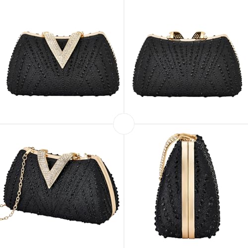 Image of SH Clutch Purse Rhinestone Clutch Purses for Women Glitter Prom Purse