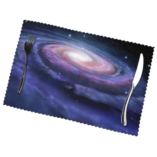 Platzdeckchen mit Weltraumfotos, rutschfest, hitzebeständig, Tischdekoration und Schutz, 45 x 30 cm, 6 Stück