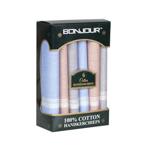 Image of Bonjour Safari Collection Premium Cotton Handkerchiefs For Men - Pack of 6