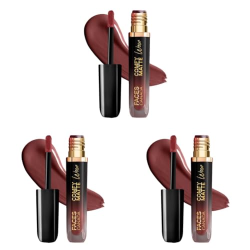 Image of FACES CANADA Comfy Matte Wow Liquid Lipstick - Cocoa Crush 07 (Brown) 3.8ml | One Swipe Application | Highly Pigmented | Comfortable Wear | Glides Smoothly | Long Lasting | Transferproof, Smudgeproof & Waterproof
