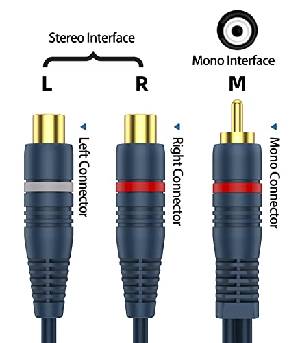 Dteedck Rca Splitter 1 Male 2 Female 2 Pack, Rca Y Splitter Rca Cable Audio Video Splitter Adapter Extension Cord 0.2M/0.65Ft For Subwoofer Speaker #TOP2